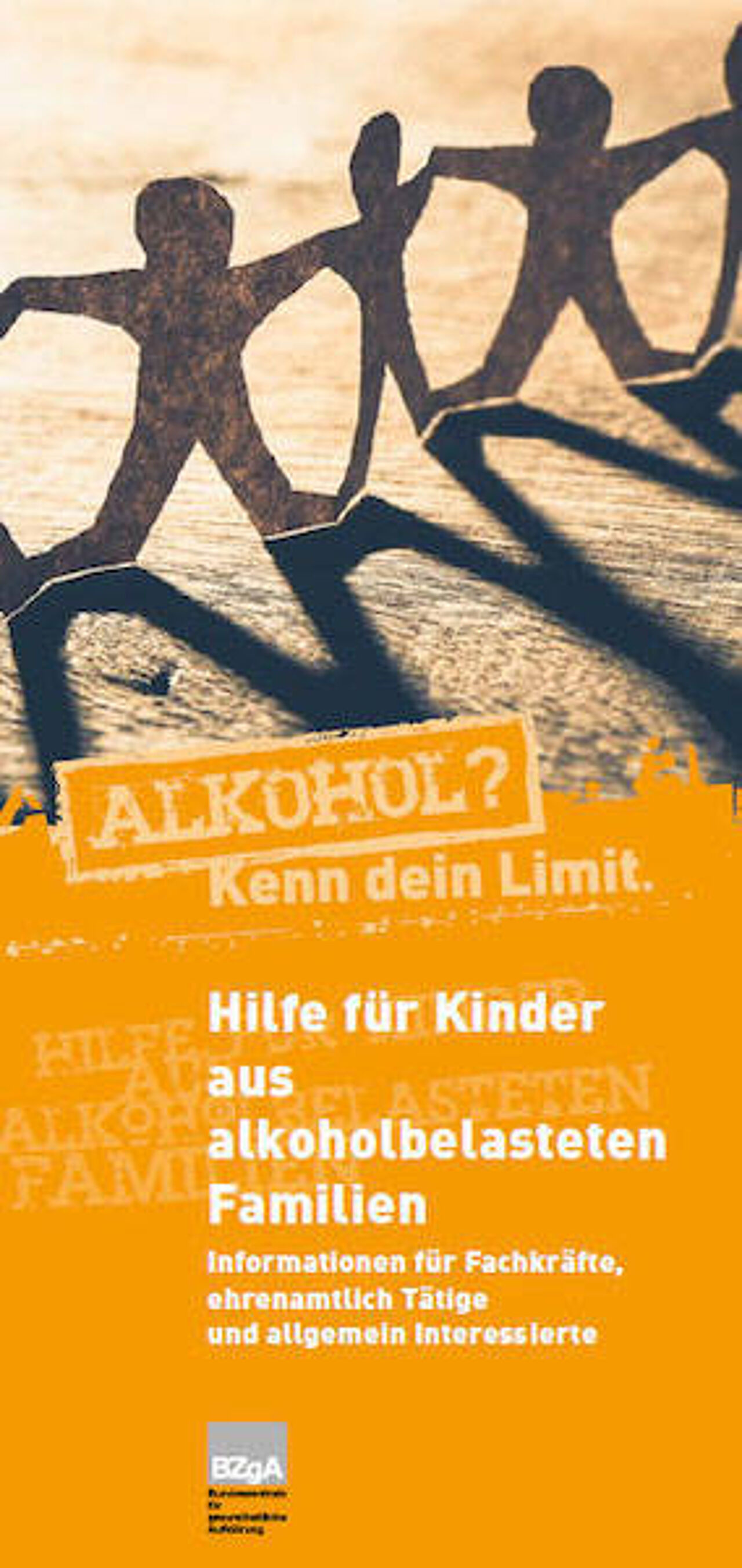 Deckblatt des Faltblatts "Hilfe für Kinder aus alkoholbelasteten Familien"
